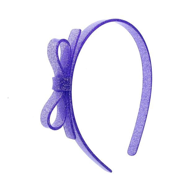 Thin Bow Glitter Purple Headband