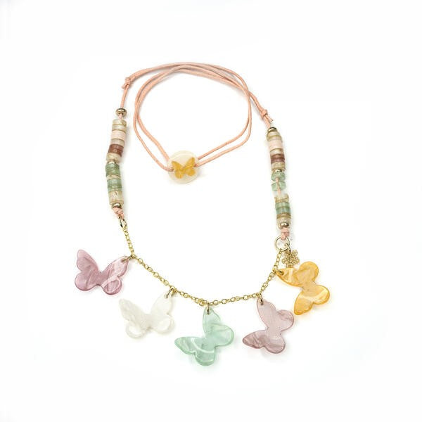 Butterflies Pearlized Pastel Necklace - Lilies & Roses NY