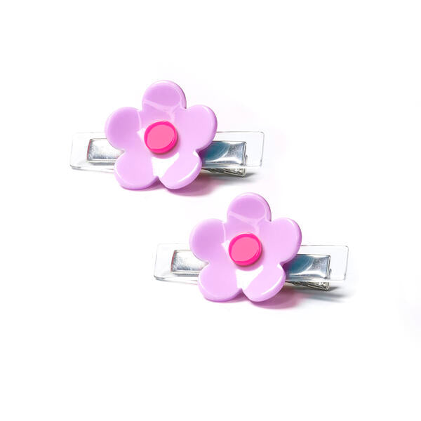 SPR24- Sweet Flower Purple Hair Clips