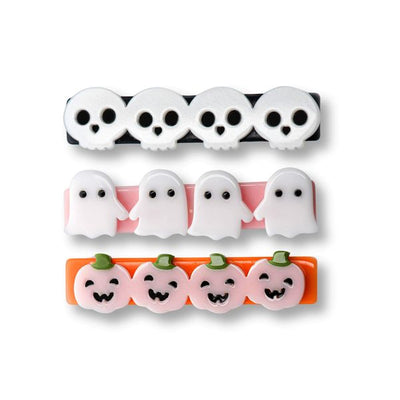 Skulls Pumpkins and Ghosts Hair Clips -HAL - Lilies & Roses NY