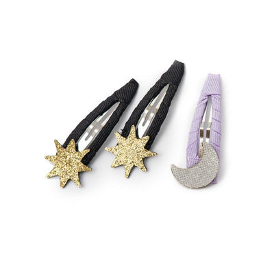 HAL25- Stars Moon Fabric Leather Snap Clips