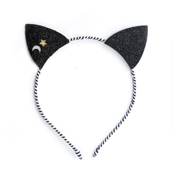 PU LEATHER- Cat Ears Black Fabric Headband-HAL25