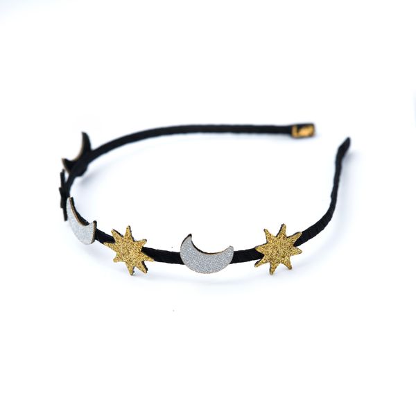 PU LEATHER-Stars Moon Fabric Leather Headband -HAL25