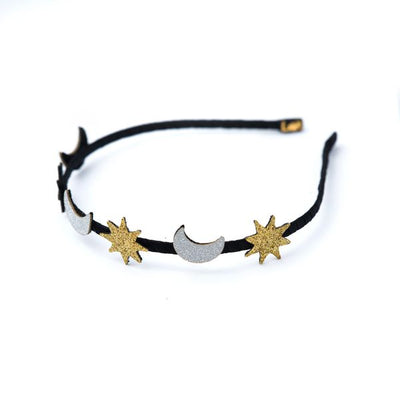 PU LEATHER-Stars Moon Fabric Leather Headband -HAL