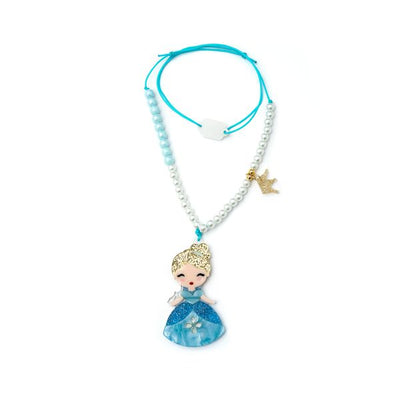 Cute Doll Blue Dress Necklace - Lilies & Roses NY