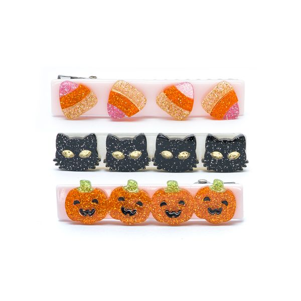 Cat Candy Corn & Pumpkin Hair Clips HAL