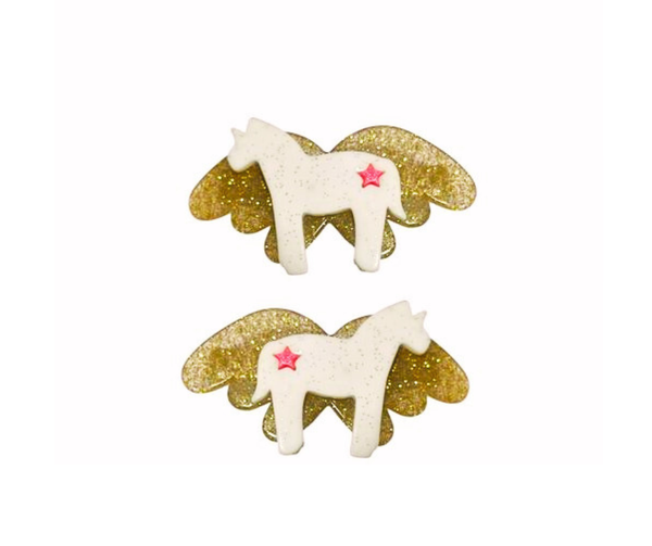 Big Winged Unicorn Gold Hair Clip