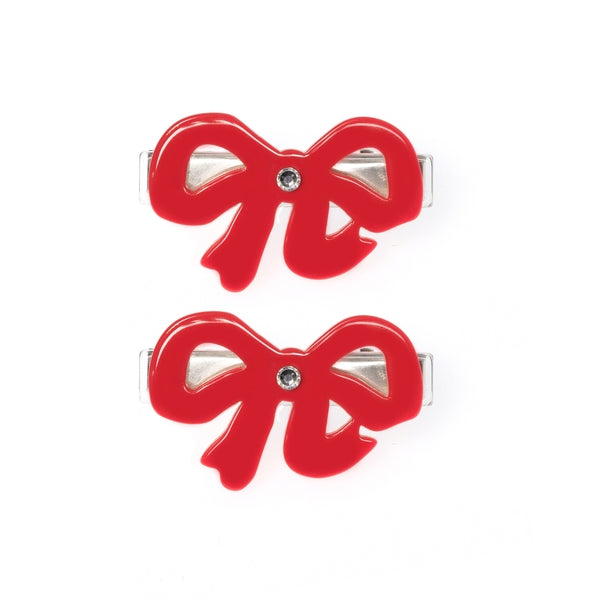 Bows Fancy Double Red Hair Clips