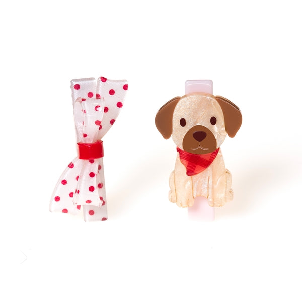 Cute Dog with Scarf Hair Clips - Lilies & Roses NY