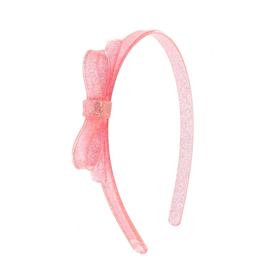 Thin Bow Glitter Light Pink Headband - Lilies & Roses NY