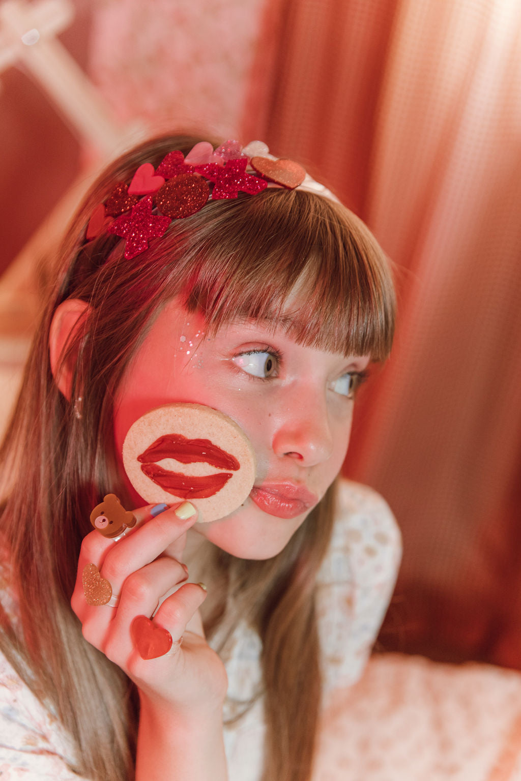 Hearts Red Glitter Pearlized Headband -VAL