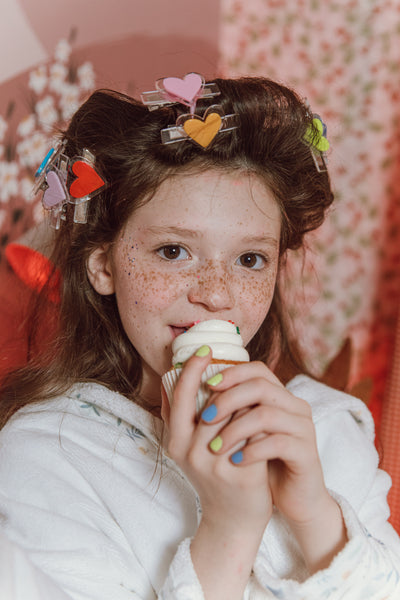 Agatha Heart Soft Pink Hair Clips -VAL