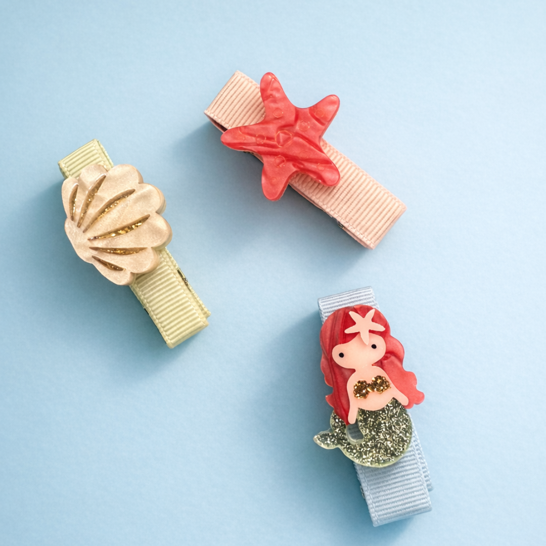 SUM - Little Shell and Mermaid Hair clips - Lilies & Roses NY