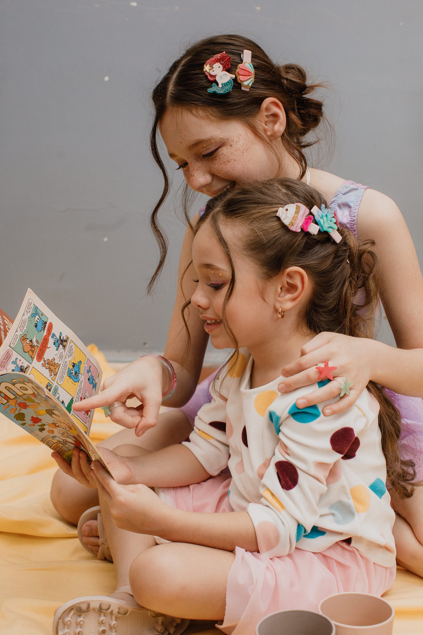 Mermaid Underwater Glitter Red Seashell Hair clips