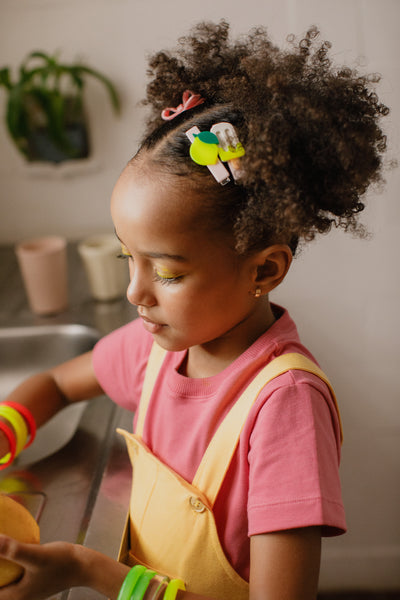 Lemon Pink Bow Popsicle Trio Hair Clip Set -SUM