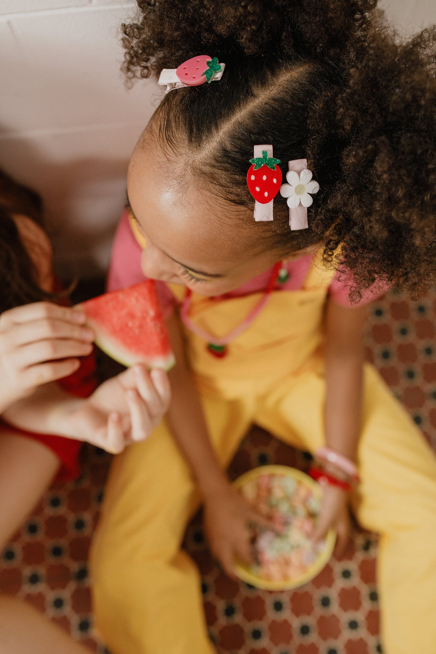 Little Strawberry Daisy Pink and Red Hair Clips -SPR