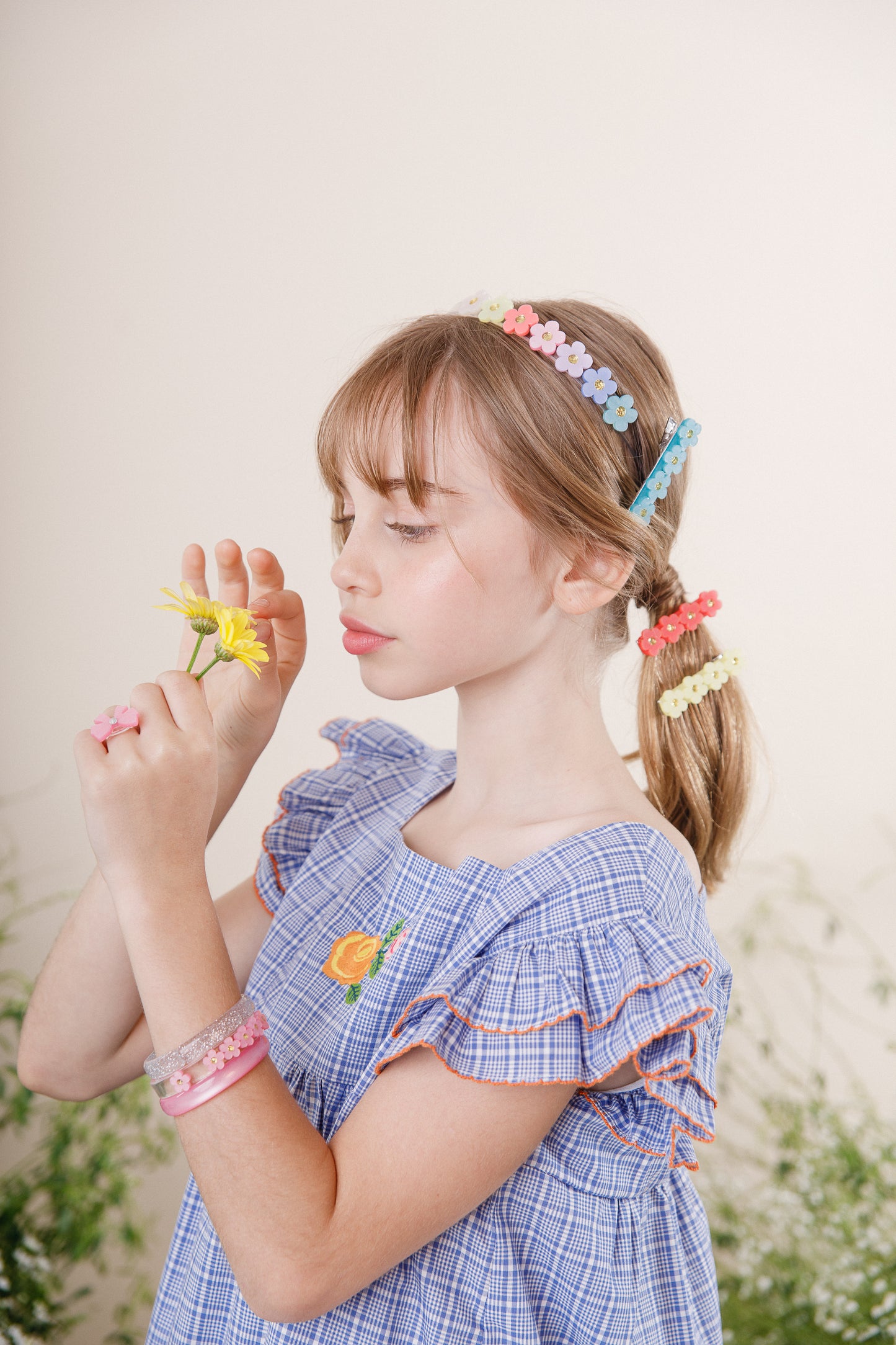 Flowers Spring Colors Headband -SPR - Lilies & Roses NY