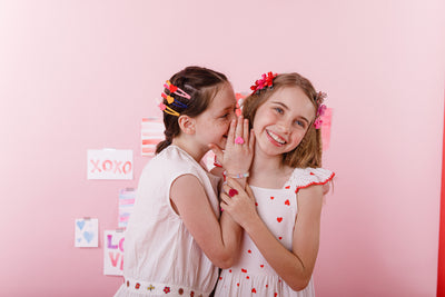 Hearts Colorful Festive Fabric Covered Snap Clips -VAL