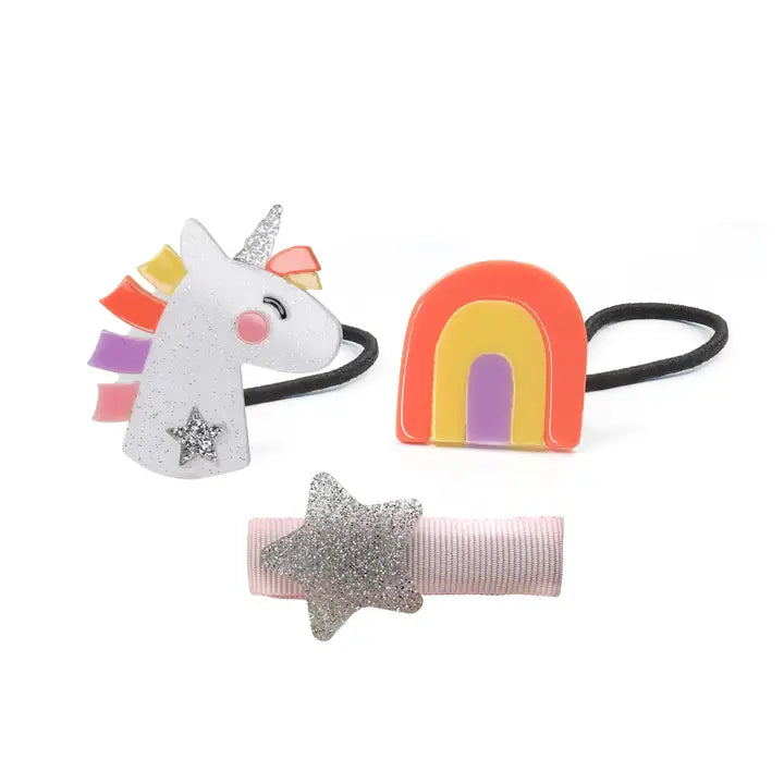 Unicorn Glitter Star Clip Hair Ties Ponytail