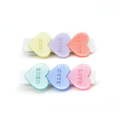 VAL24 - Candy Hearts Pastel Pearlized Hair Clips