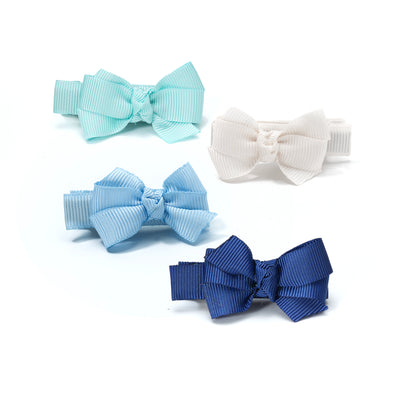 Little Bows Fabric Blue Shades Hair Clips