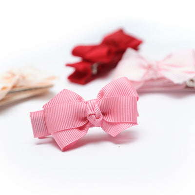 Little Bows Fabric Pink Red Shades Hair Clips