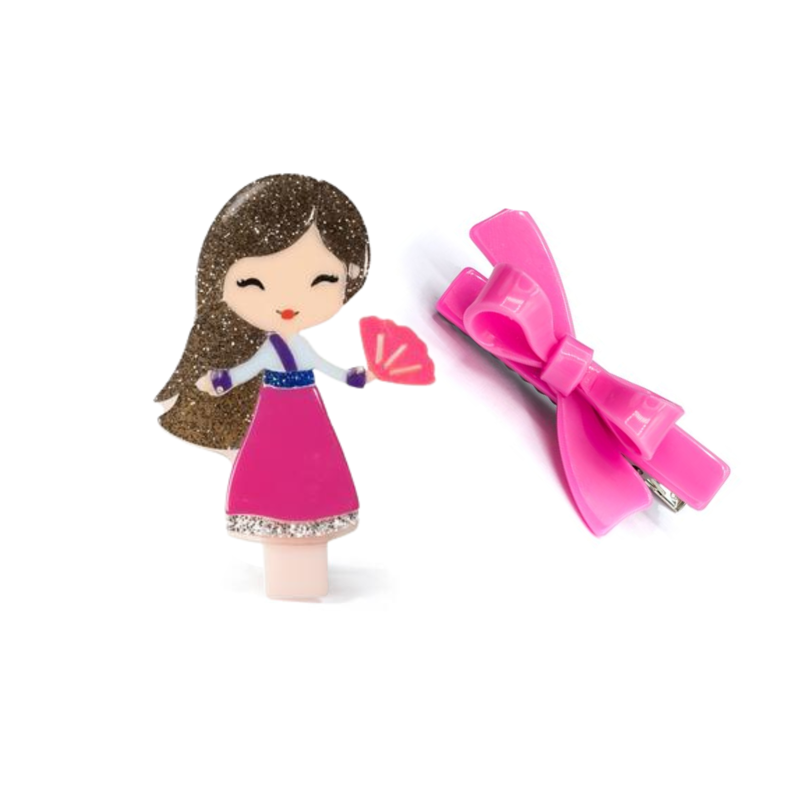 Cute Doll Dark Pink Dress Bow Hair Clips Lilies Roses NY cute-doll-dark-pink-dress-bow-hair-clips-lilies-roses-ny