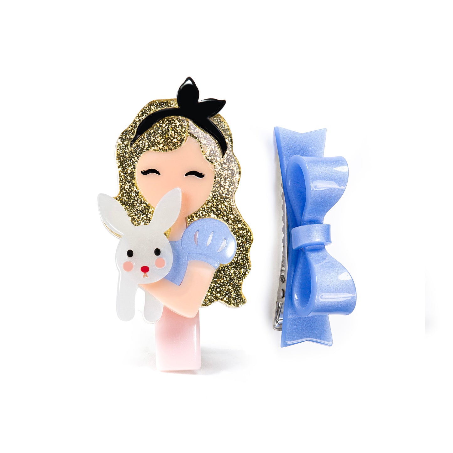 Cute Doll With Bunny and Bow Hair Clips - Lilies & Roses NY
