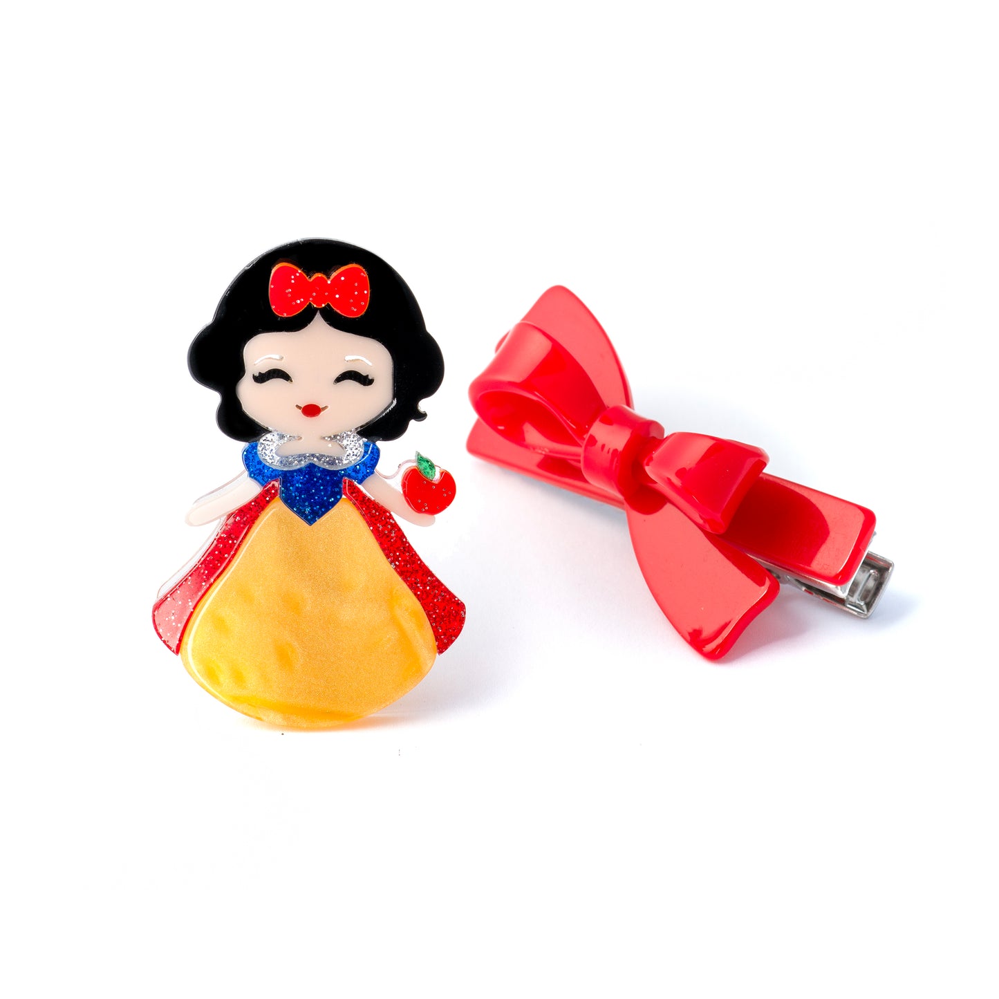 Cute Doll Vibrant Yellow Dress & Bow Hair Clips