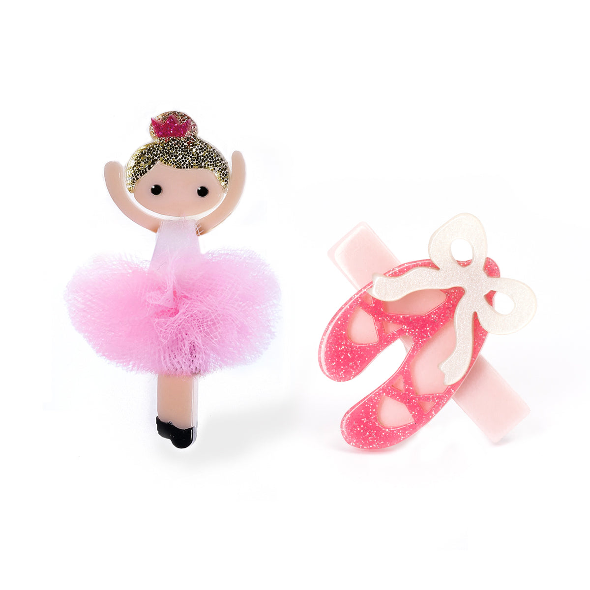 Ballerina Pink Tutu Ballet Slipper Hair Clips - Lilies & Roses NY