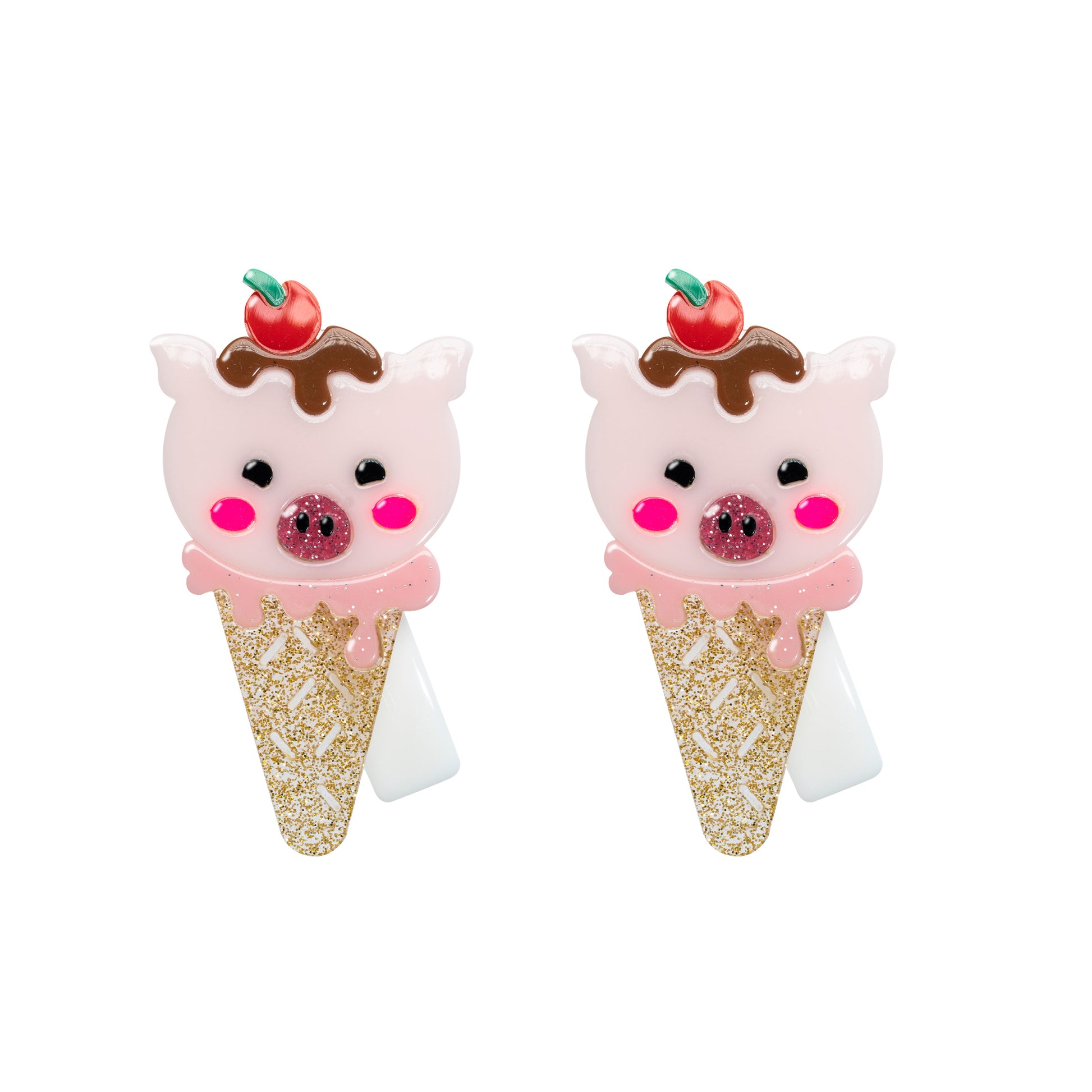 Pig Pink Ice Cream Hair Clips