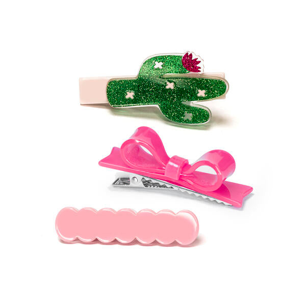 Cactus Glitter Hair Clips -SUM