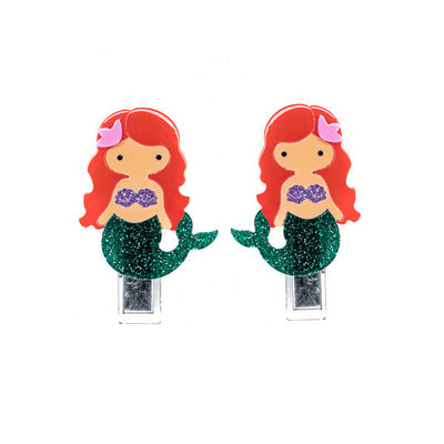 BTS23- Mermaid Red Hair Glitter Alligator Clip