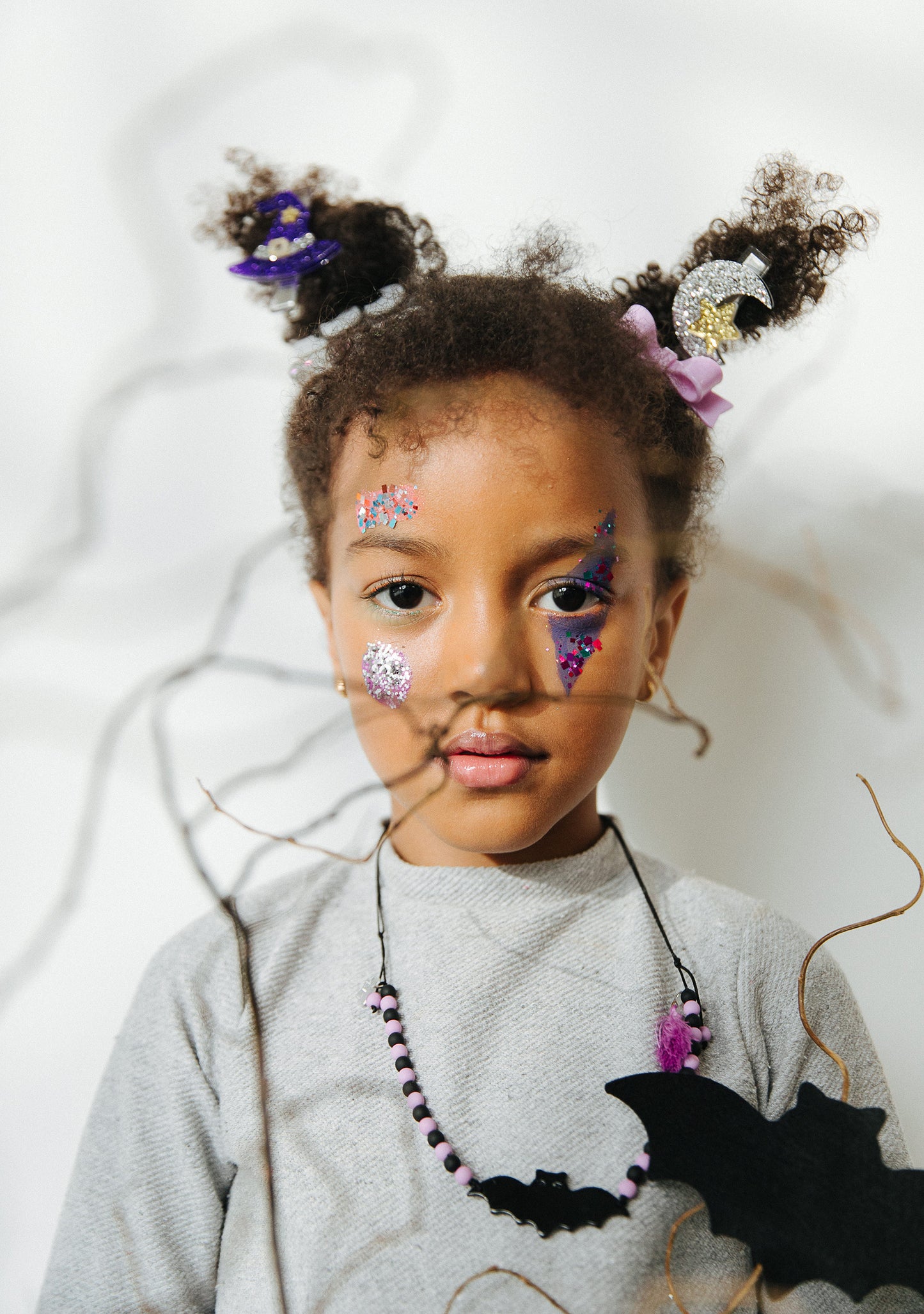 Witch Hat & Moon Glitter Hair Clips HAL