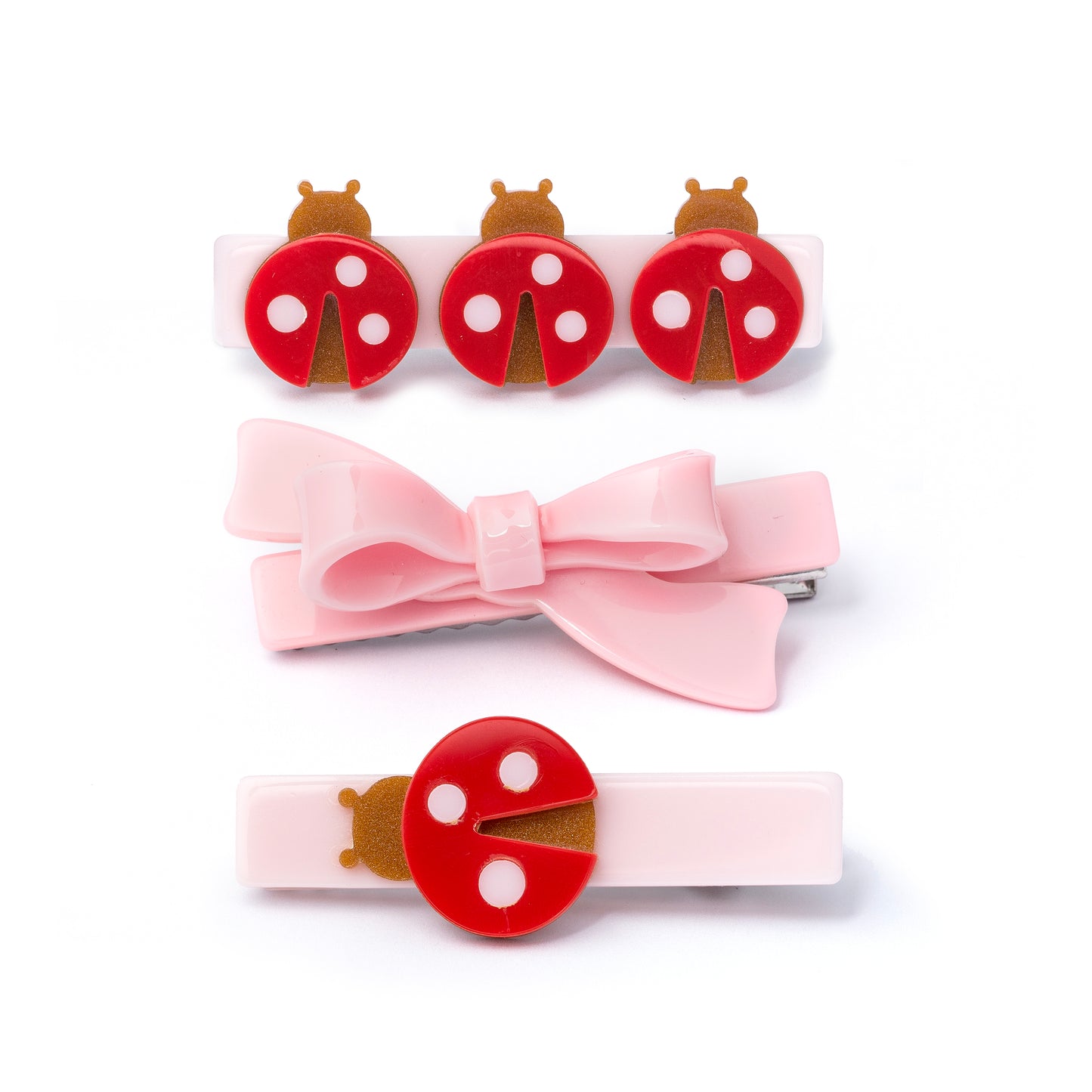 SPR - Ladybugs & Pink Bow Hair Clips