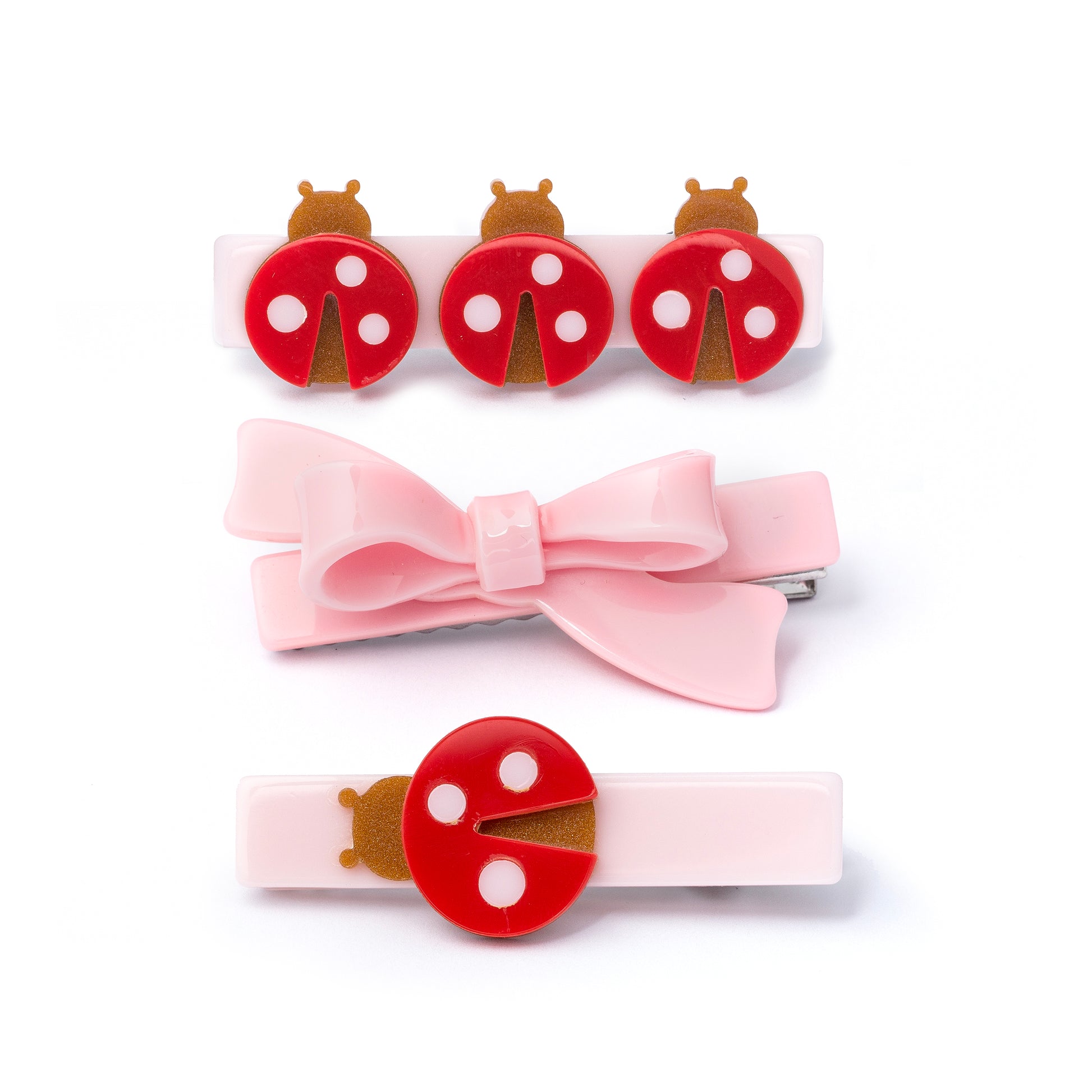 SPR - Ladybugs & Pink Bow Hair Clips