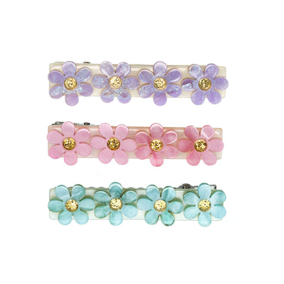 Flowers Blue Purple Pink Shimmer Hair Clips