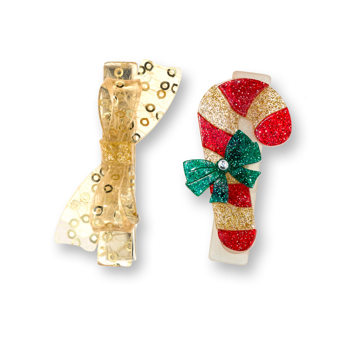 Candy Cane Glitter Hair Clips