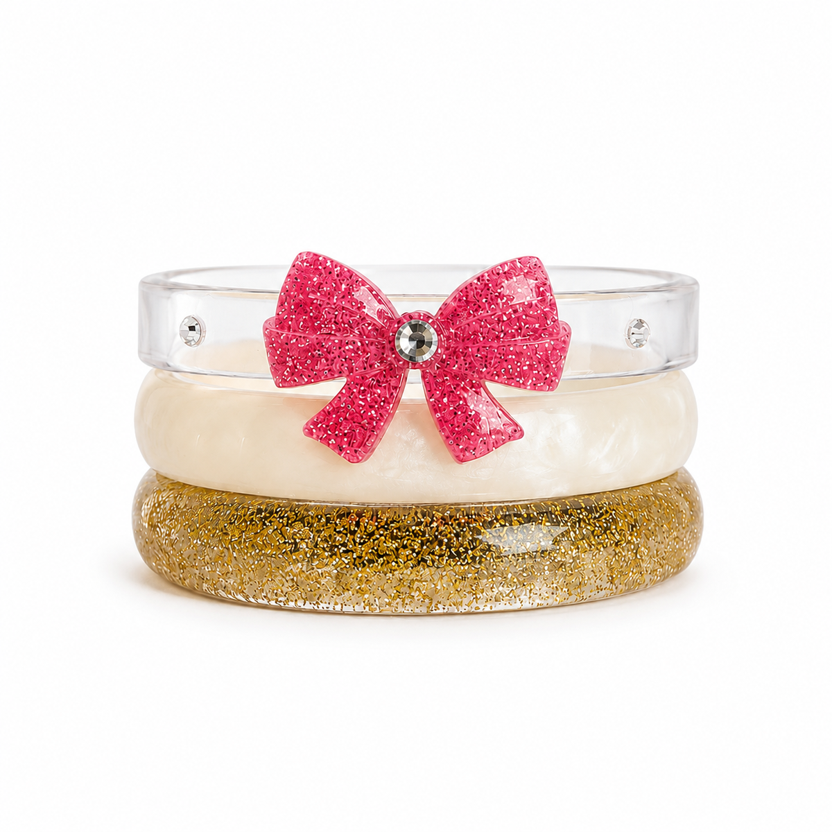 Bow Glitter Pink Bangles