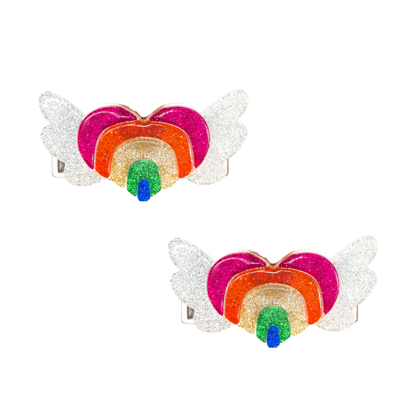 Winged Heart Rainbow Hair Clips