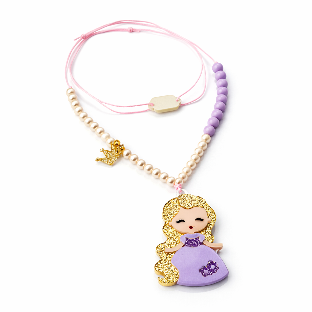 Cute Doll Purple Dress Necklace - Lilies & Roses NY