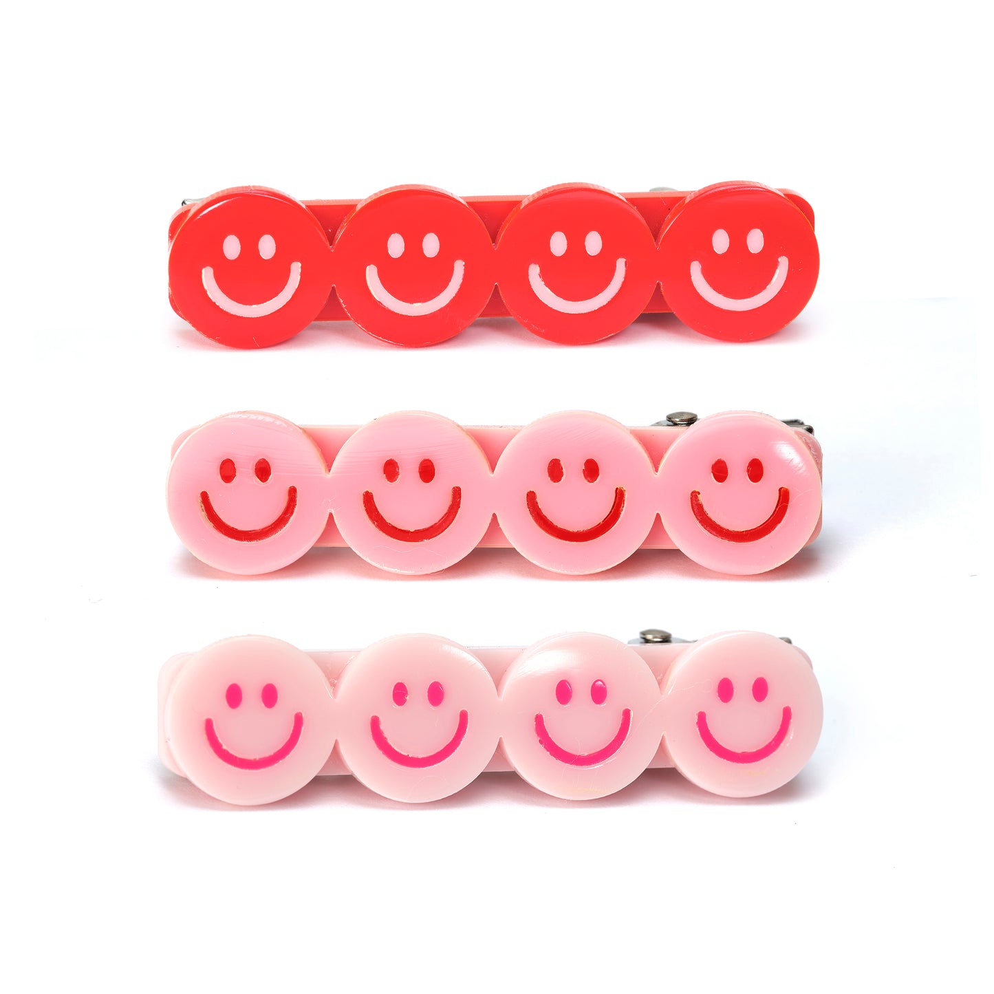 Happy Faces Pink Red Shades Hair Clips -BTS
