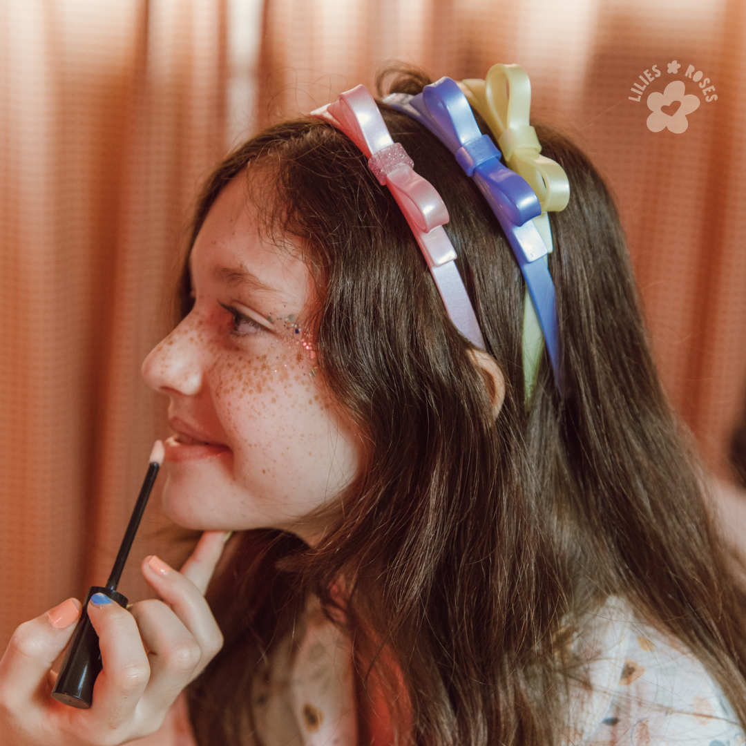 Thin Bow Yellow Satin Headband