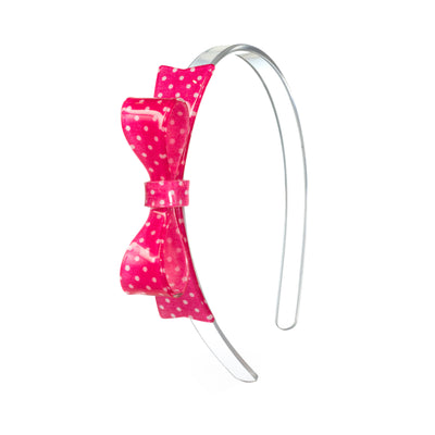 Bowtie Dotted White and Pink Headband
