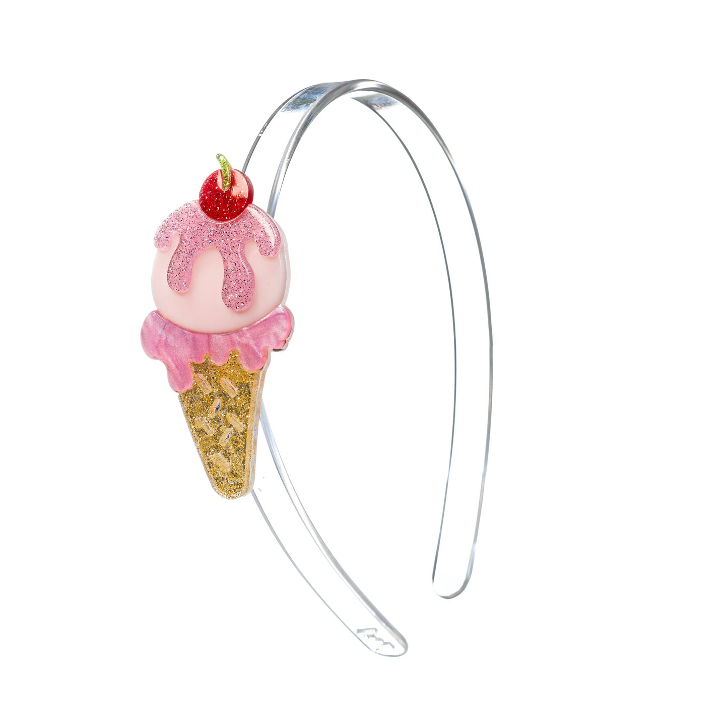 Ice Cream Cone Pink Glitter Headband
