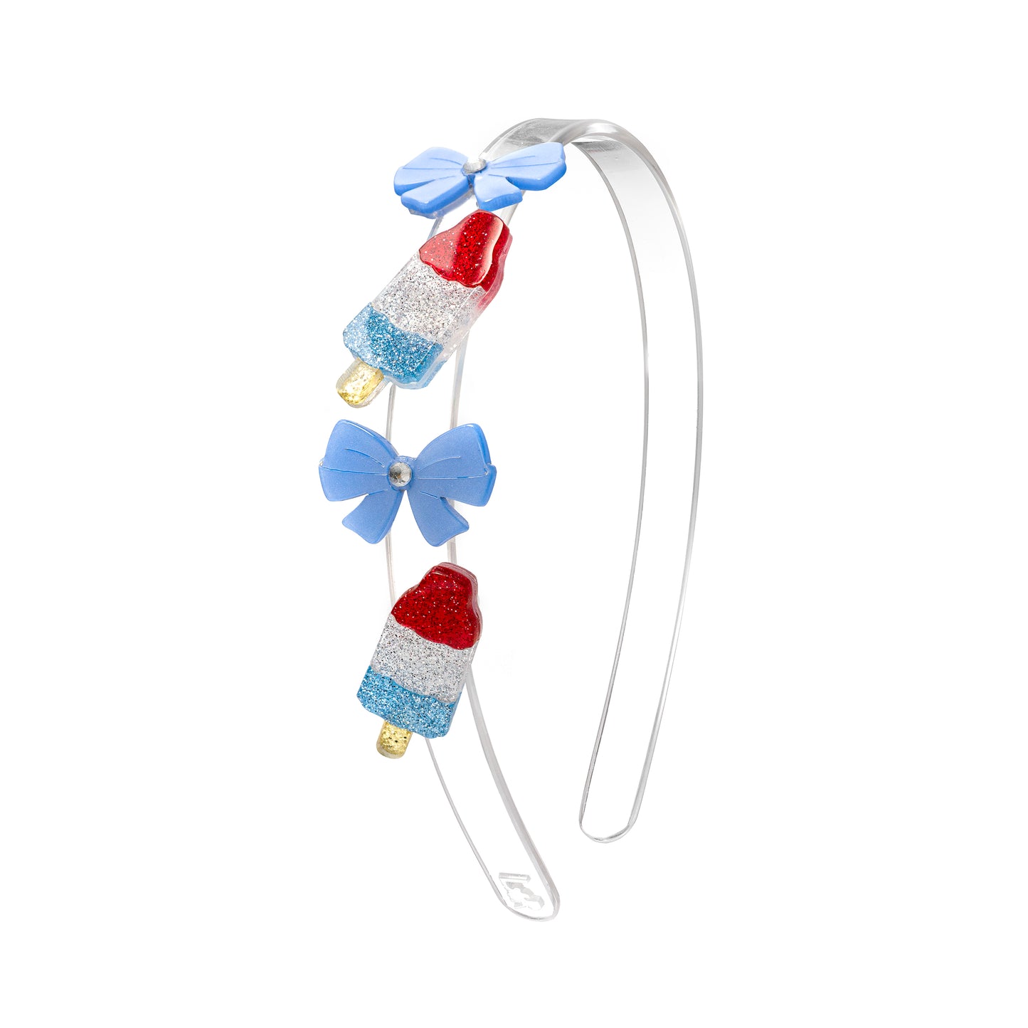 4TH25 - Popsicle Rocket Glitter and Blue Bows Headband