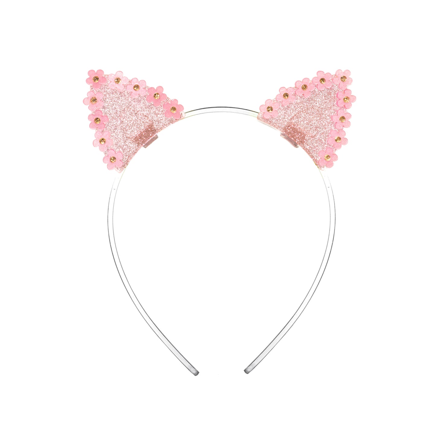 Daisy Cat Ears Glitter Black Gold Headband