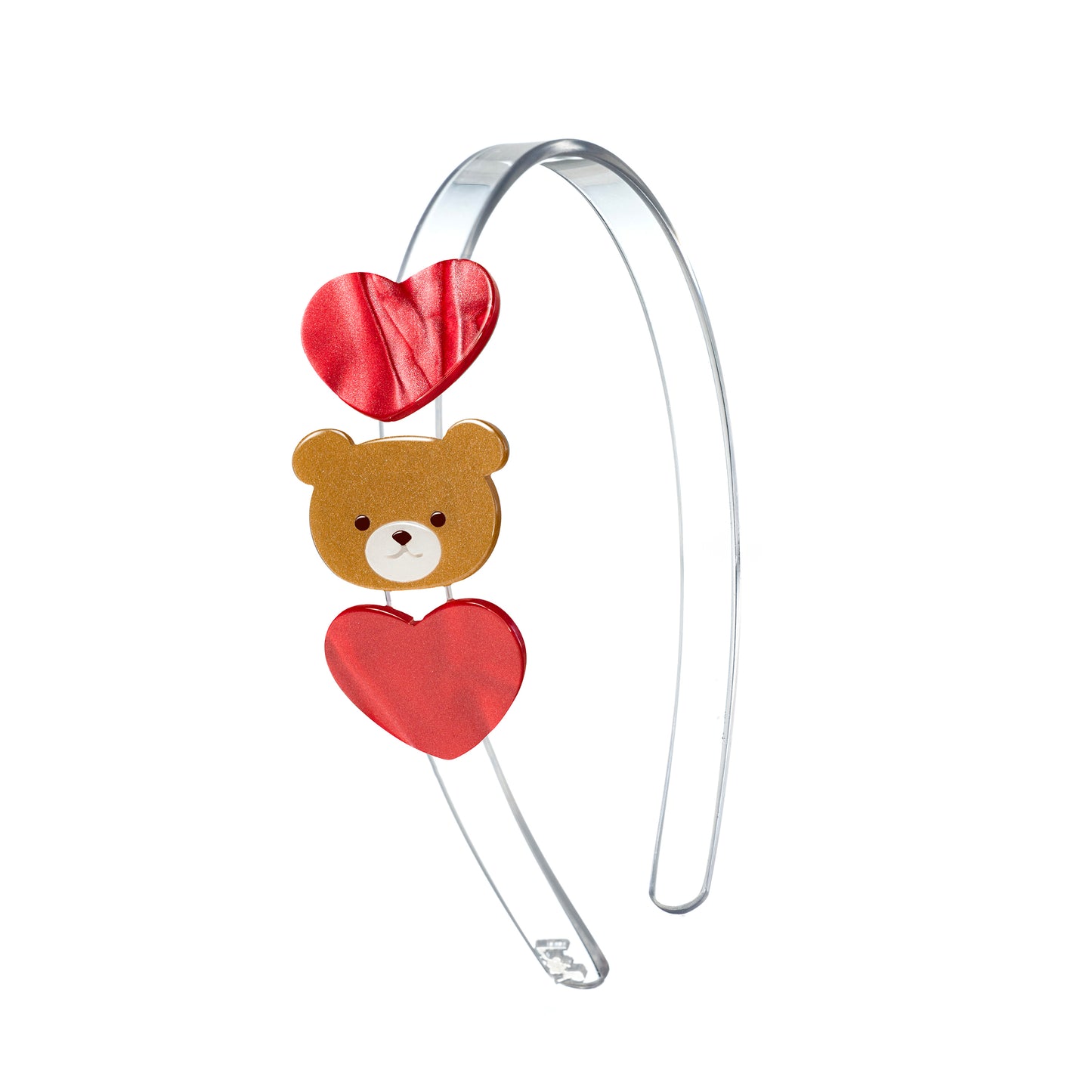 Bear with Hearts Pearlized Red Headband -VAL