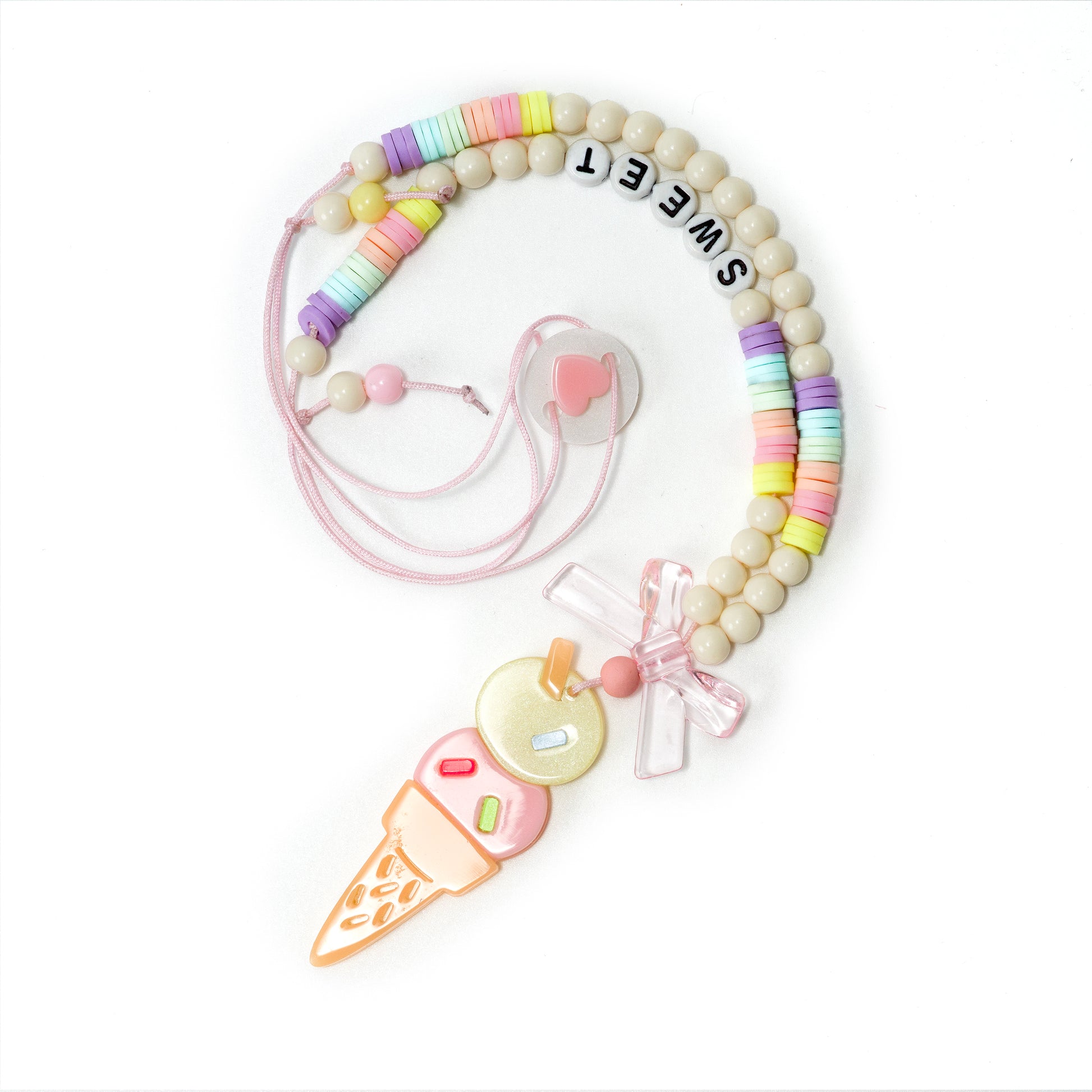 Ice Cream Double Scoop Pink Yellow Necklace -SUM