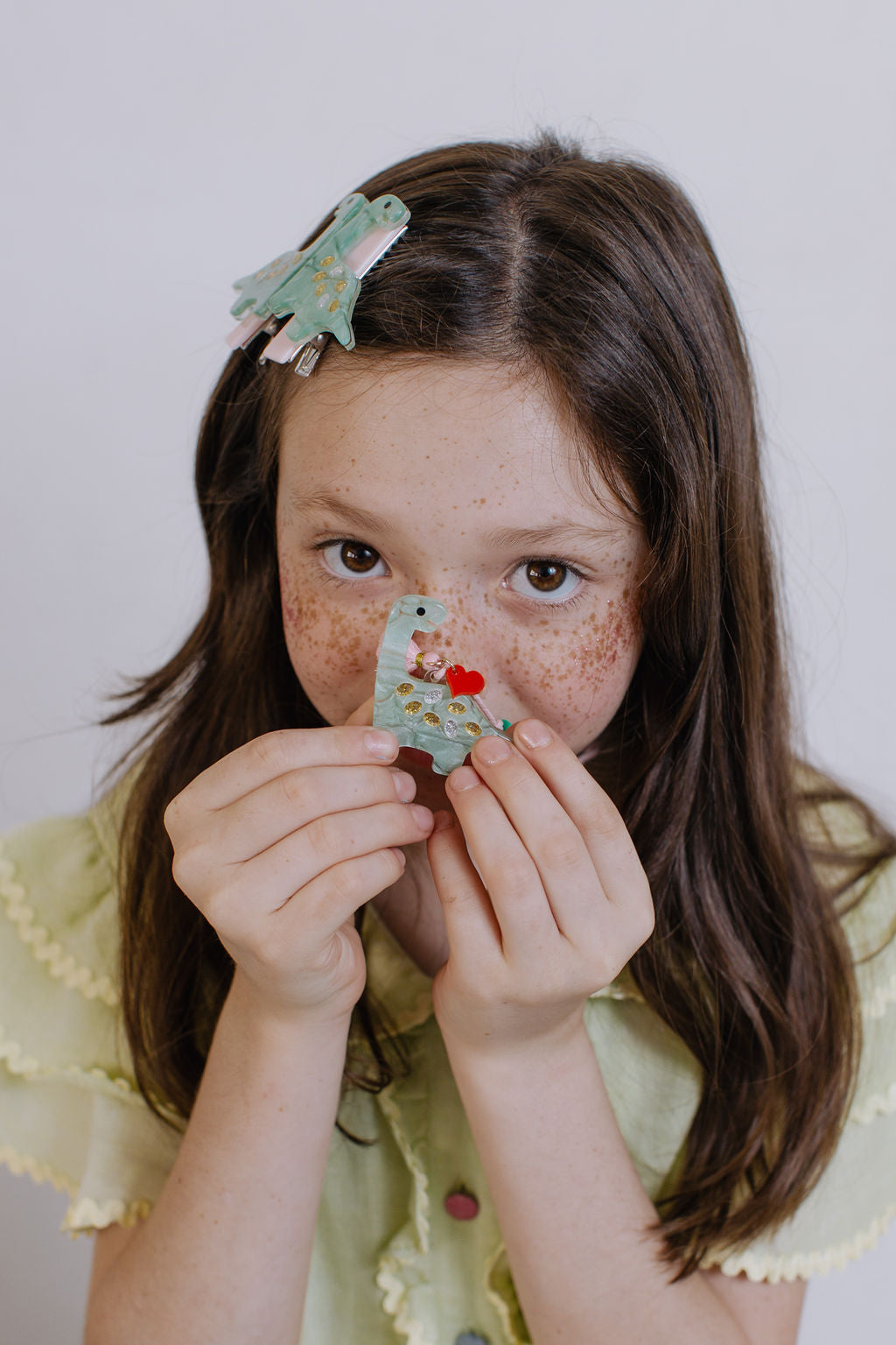 Preciousaurus Dinosaur Pearlized Green Necklace